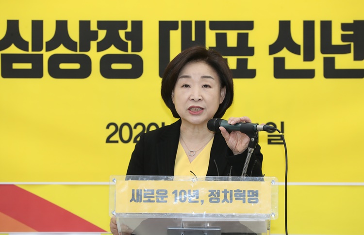 심상정 정의당 대표가 21일 서울 여의도 국회에서 신년 기자회견을 하고 있다. <사진=뉴시스><br>