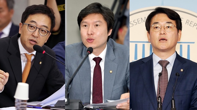 (왼쪽부터)금태섭·김해영·박용진 더불어민주당 의원. <사진=뉴시스><br>
