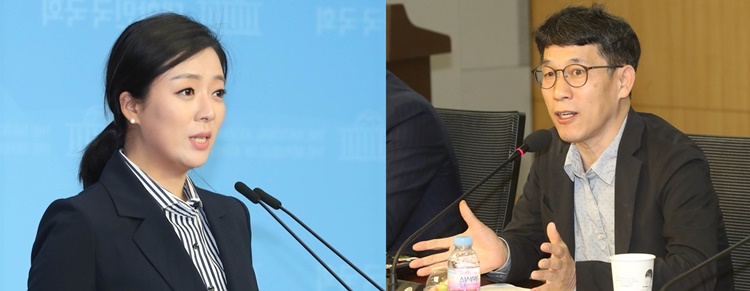 배현진(왼쪽) 미래통합당 의원과 진중권 전 동양대 교수. <사진=뉴시스><br>