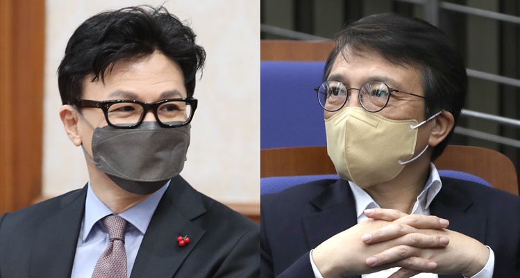 (왼쪽부터) 한동훈 법무부 장관, 김의겸 더불어민주당 의원. <사진=뉴시스> 