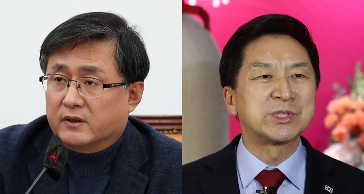 (왼쪽부터) 김성환 더불어민주당 정책위의장, 김기현 국민의힘 의원. <사진=뉴시스>