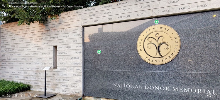 미국 버지니아주 리치몬드에 위치한 장기 기증자 기념관 전경. 기증자의 이름이 새겨진 기념물이 마련돼 있다. <사진=United Network for Organ Sharing 홈페이지 화면 갈무리>