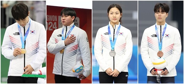 (왼쪽부터) 2024년 강원 동계청소년올림픽에서 메달을 획득한 주재희, 소재환, 정희단, 신선웅 선수. <사진=뉴시스>